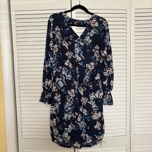 Lila Rose Navy Floral Long Sleeve Dress - Picture 1 of 4